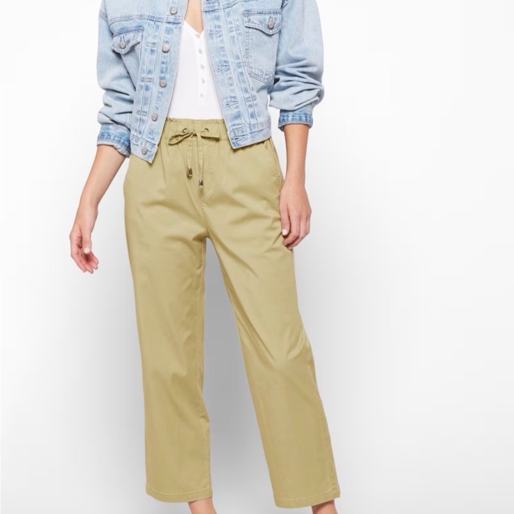 Market & Spruce Laila Mid Rise Olive Drawstring Cropped Pants, stitch fix